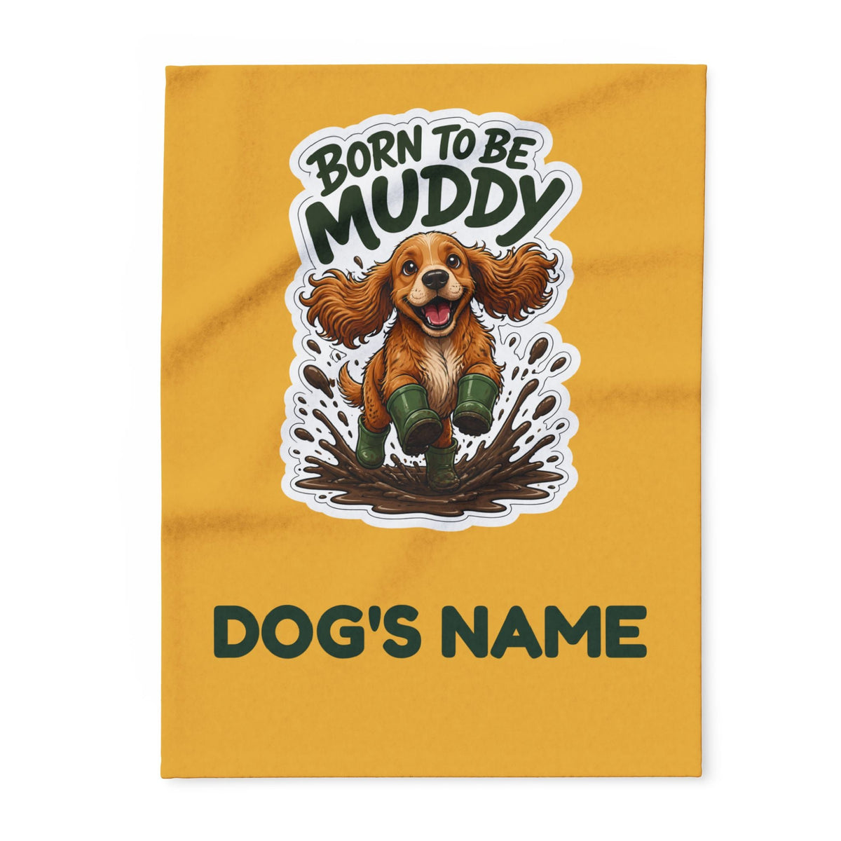 Personalised cocker spaniel fleece blanket with the name BELLA