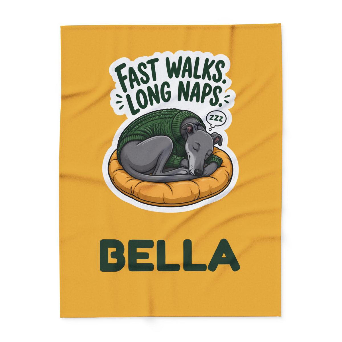 Fast Walks Long Naps Greyhound Blanket – Personalised