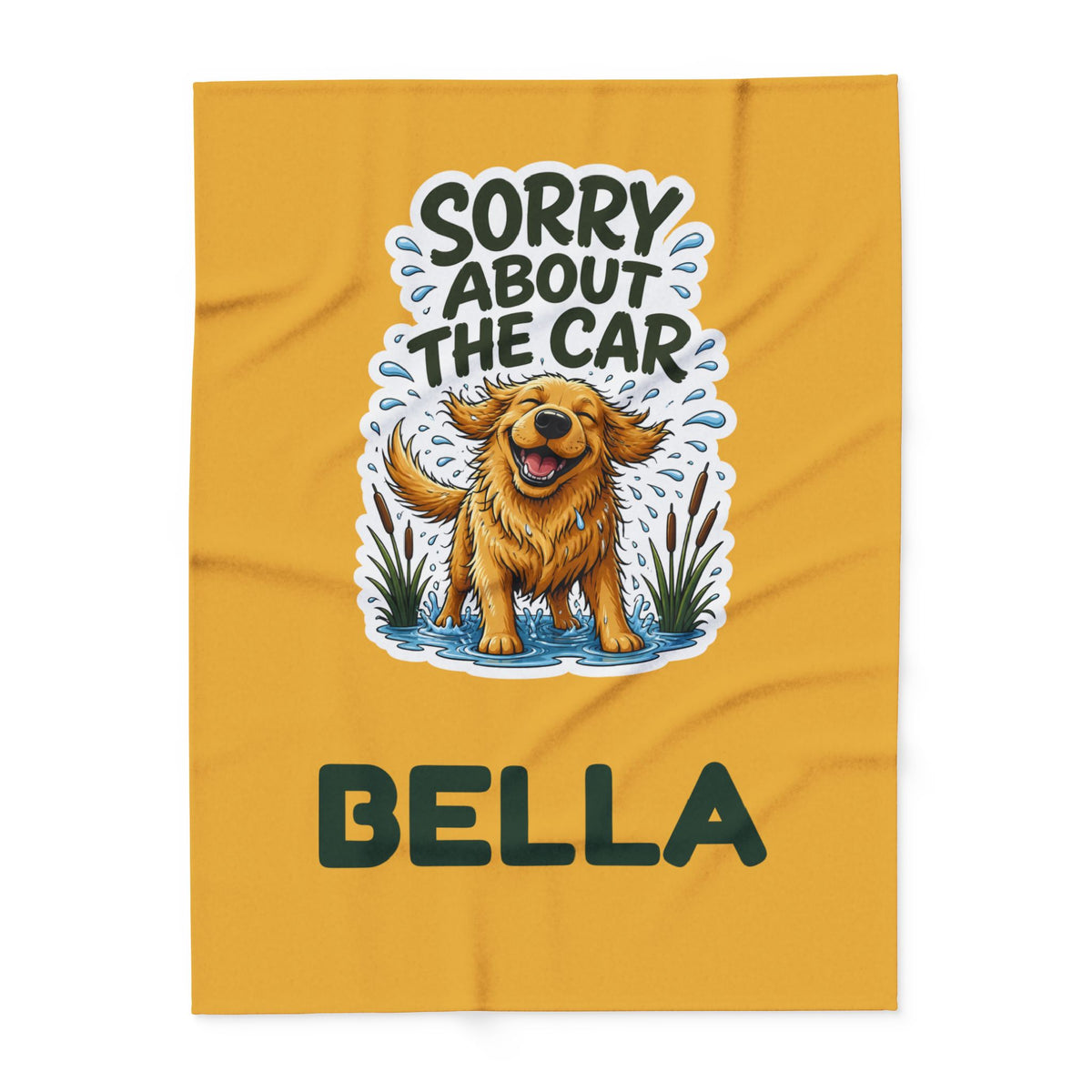 Sorry About the Car Golden Retriever Blanket – Personalised